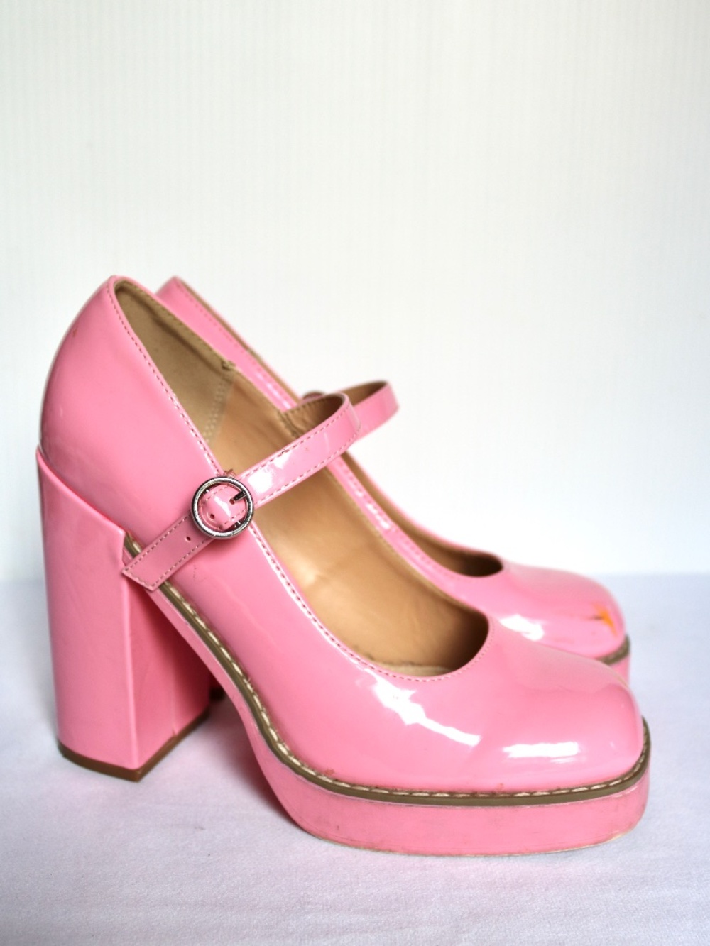 STEVE MADDEN Platform Bubblegum Pink Chunky Heels Mary Jane Costume Women's 8